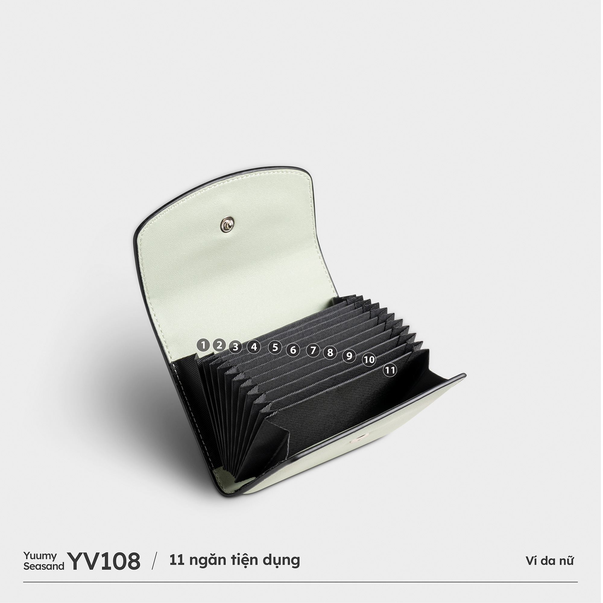 Ví Yuumy ( Thời trang nữ đựng thẻ ngăn xếp tiện lợi - Ví da Seasand YV108 )
