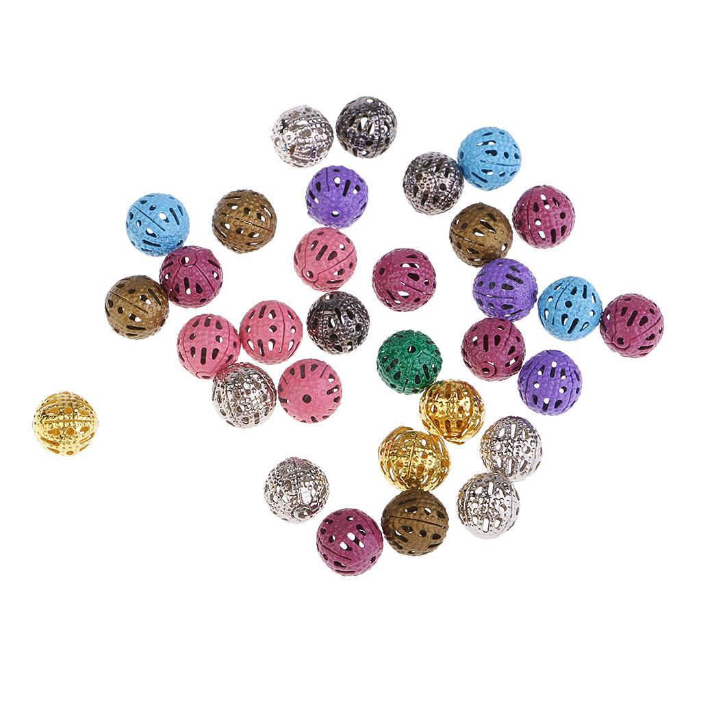 200pcs Iron Hollow Metal Beads for Craft Loose Spacer Beads Round Beads 8mm
