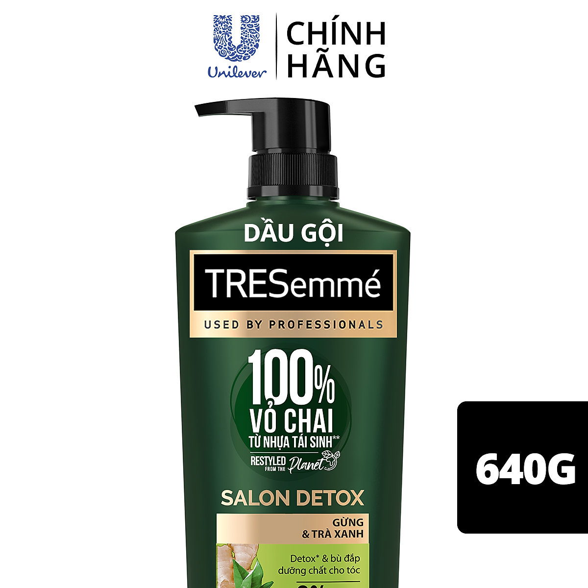 Dầu Gội Tresemmé Salon Detox Gừng Và Trà Xanh Detox Tóc Chắc Khoẻ (640g)