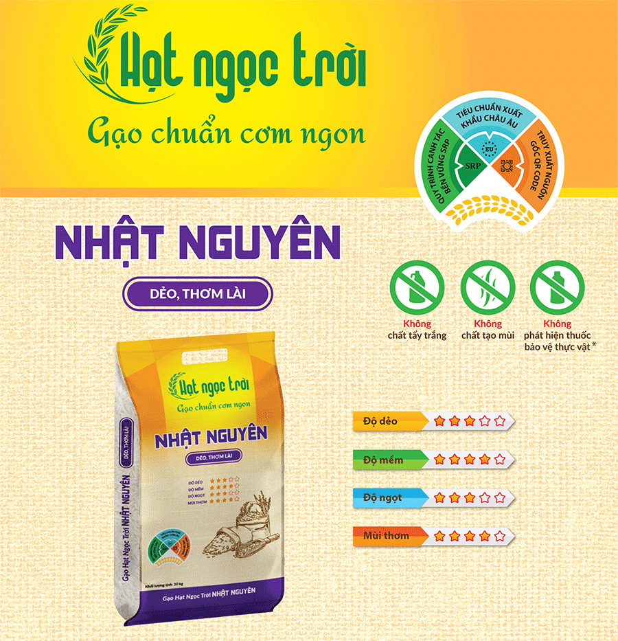 Gạo Nhật Nguyên Hạt Ngọc Trời 10Kg - Cơm dẻo vừa, ít nở hạt mềm, cơm có mùi thơm lài nhẹ