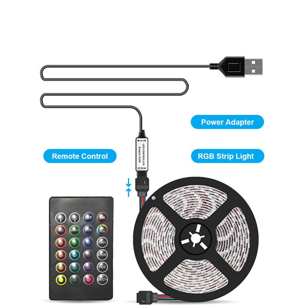 Dây đèn LED 16 màu 4 chế độ, chống thấm nước, điều khiển từ xa dài 16.4ft