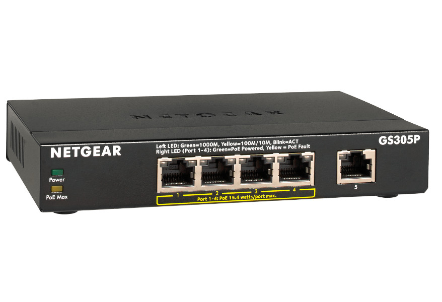 Bộ Chia Mạng 5 Cổng Switch Netgear GS305P 5 Port Gigabit Ethernet Unmanaged Switch with 4-Port PoE - Hàng Chính Hãng