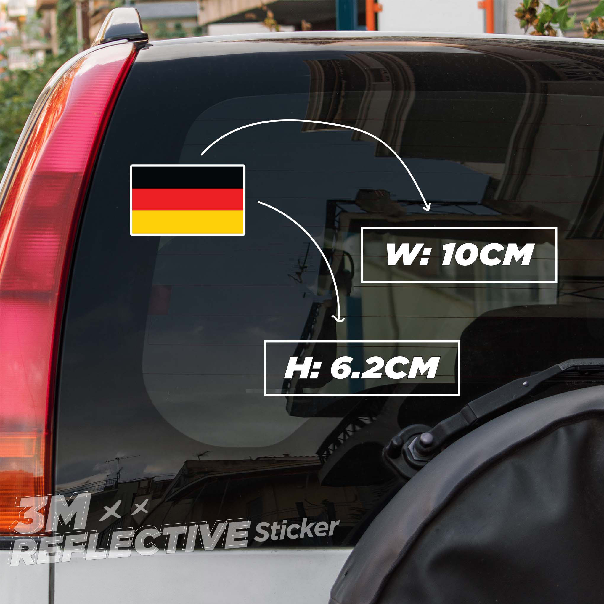 Hình ảnh GERMANY FLAG 3M - Reflective Sticker Die-cut Hình dán phản quang thương hiệu STICKER FACTORY