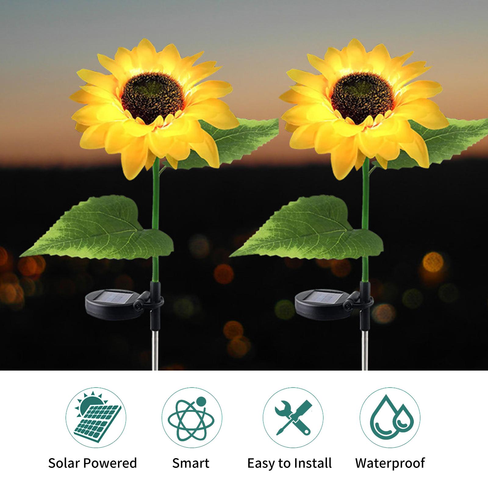 Set 2 Nhánh Đèn Led Năng Lượng Mặt Trời Hình Hoa Hướng Dương