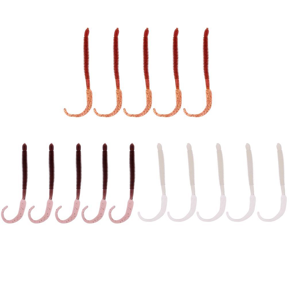 5Pcs Soft Earthworm Worm Lure Fishing Baits Ribbed Body Lures Kit