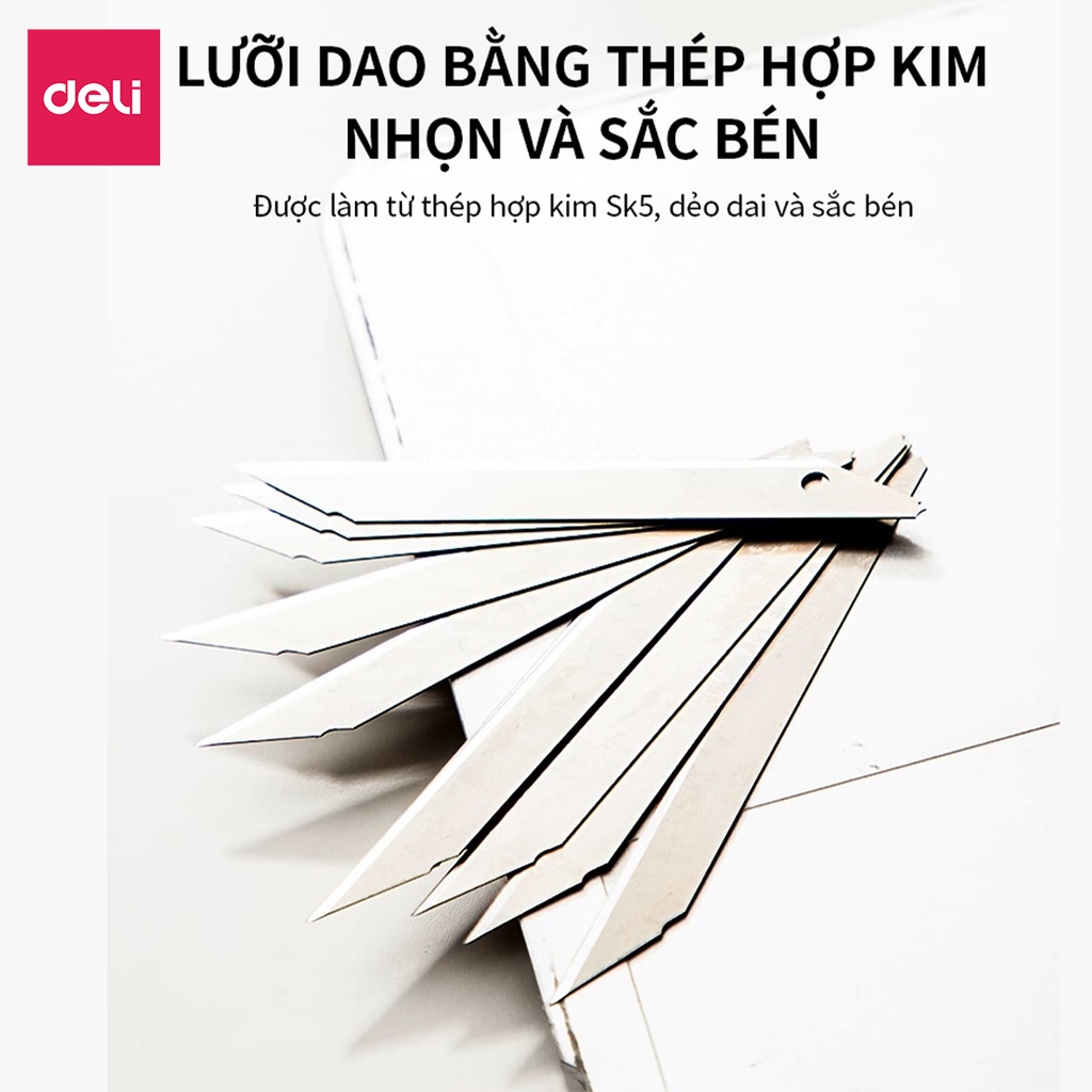 Lưỡi Dao Rọc Giấy Deli, Bạc, 10 Chiếc Lưỡi/Hộp - 2 Hộp - E2015