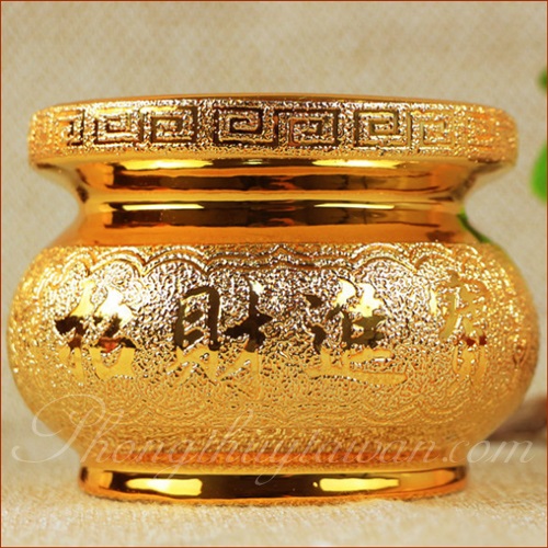Lư hương gốm sứ phủ ánh KIM SA (có vành, không vành) - thờ cúng