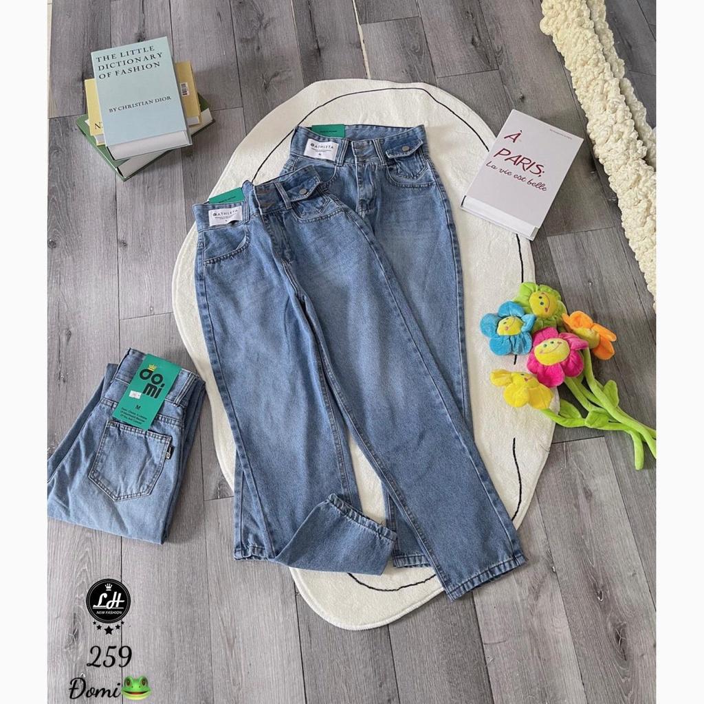 Quần bò baggy màu xanh túi nắp có tag trắng siêu cưng Lê Huy fashion Ms 259