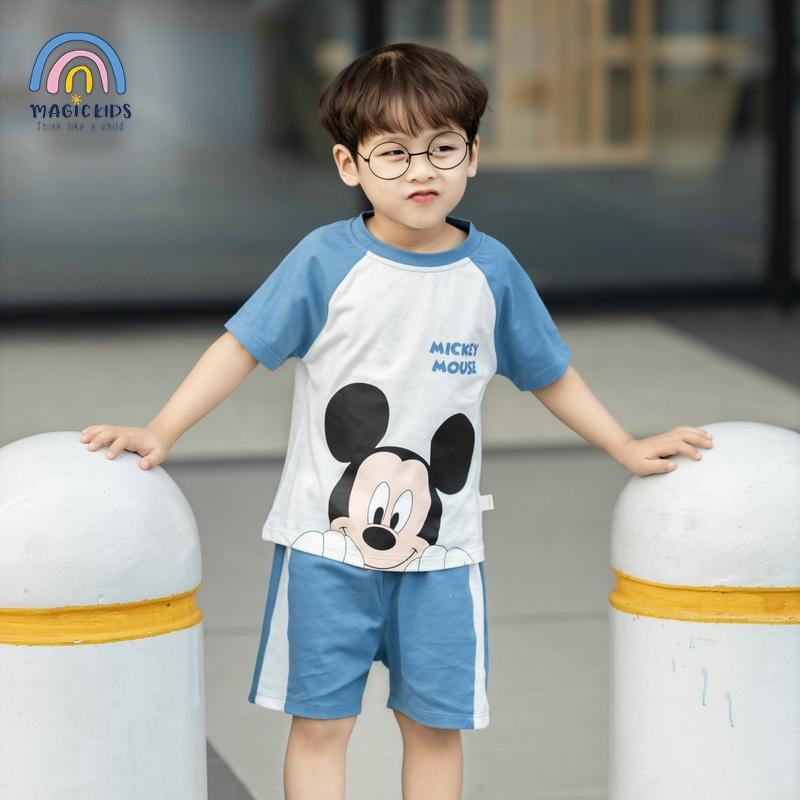 Bộ quần áo bé trai 2 3 4 5 6 7 tuổi ngắn tay cotton co giãn thấm hút mồ hôi Magickids Quần áo trẻ em mùa hè BR21045