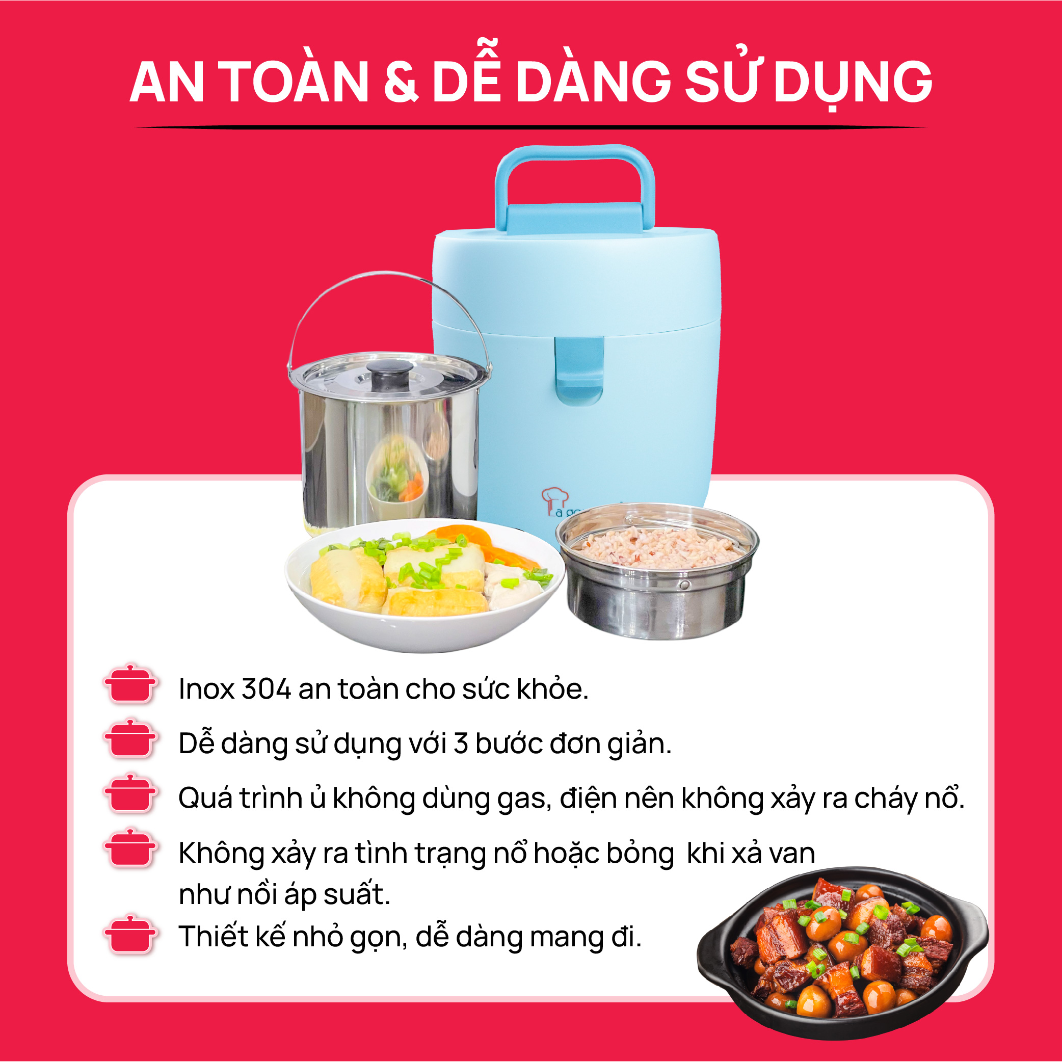 Nồi ủ chân không - nấu chậm cao cấp La gourmet 2.5L màu xanh dương - 397614 (bảo hành 1 năm)