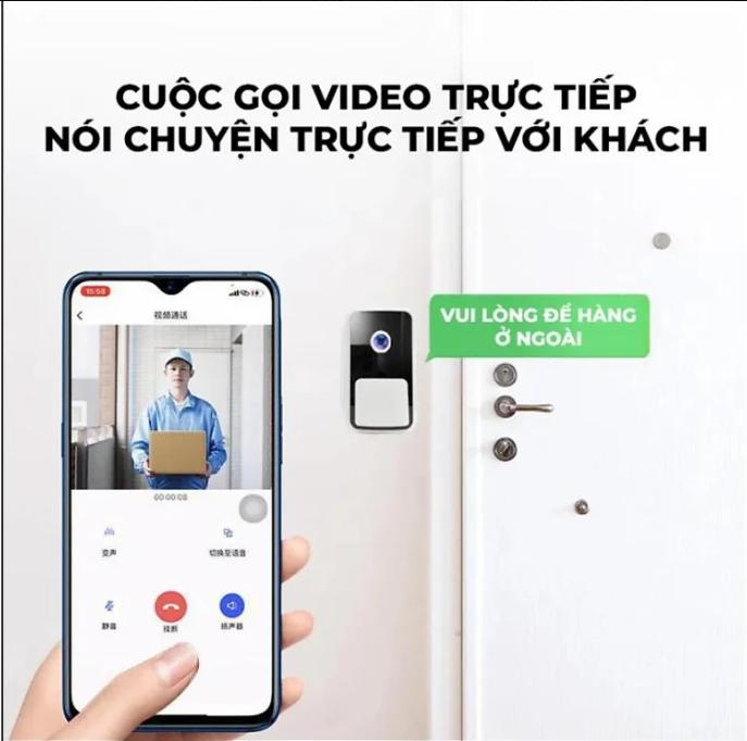 Chuông Cửa Thông Minh M5 Mới Camera An Ninh Gia Đình Chuông Điện Thoại Gọi Điện Không Dây Wifi