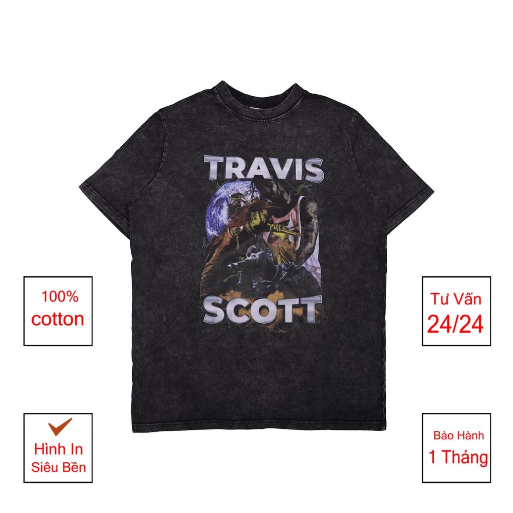 Áo thun loang đen nam nữ TRAVISSCOTT chất liệu cotton 100% mát mẻ kiểu dáng unisex