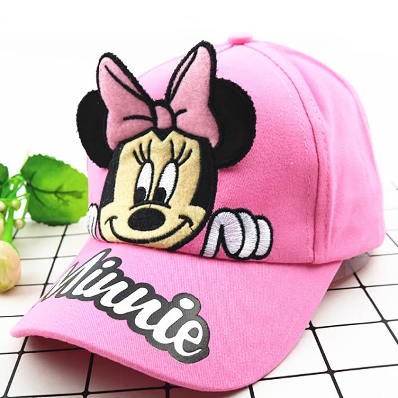 Phim hoạt hình Disney Minnie Trẻ em mũ trẻ em Mũ bóng chày Casual Mũ Bông tai dễ thương Cotton điều chỉnh Mũ mặt trời 3-8 tuổi Color: C