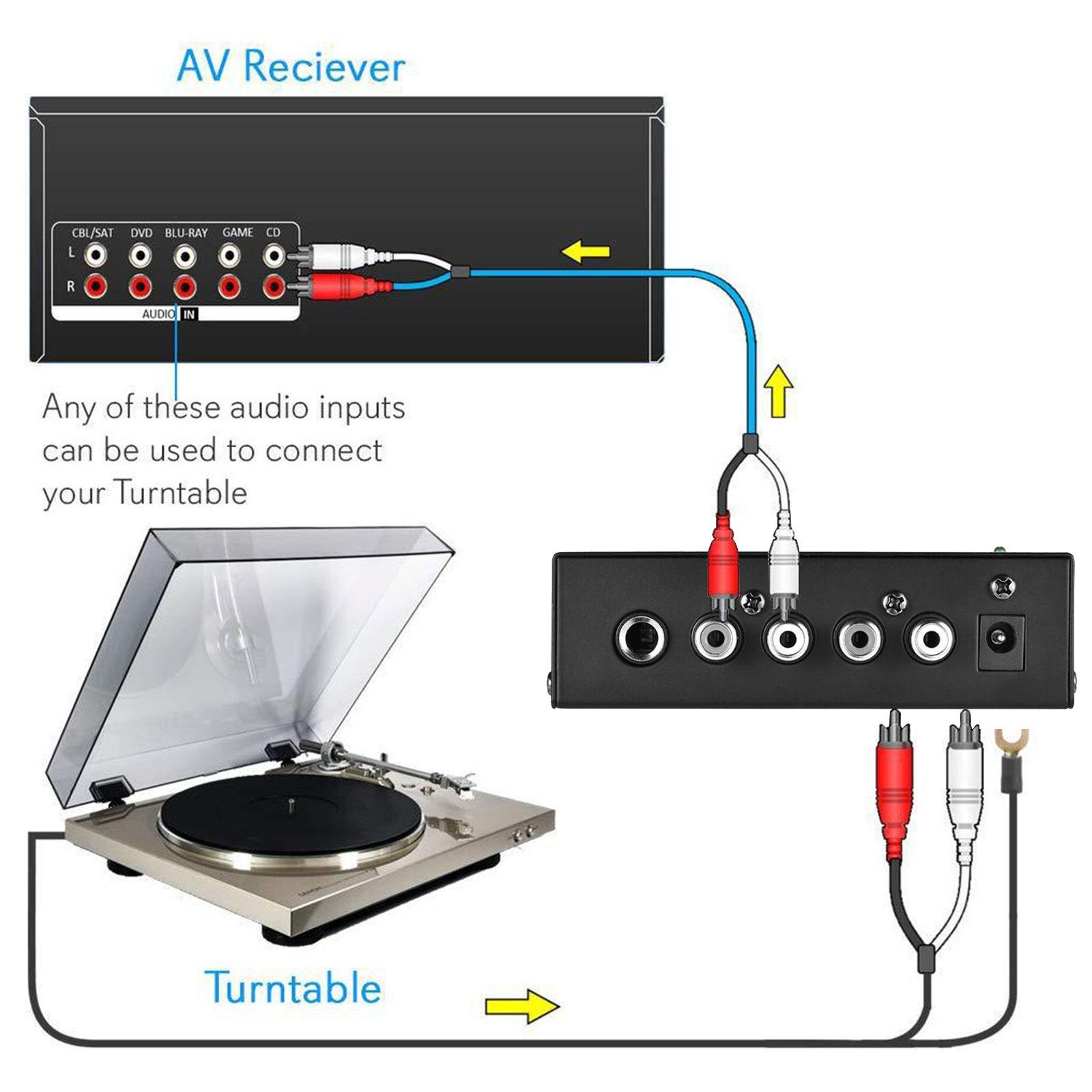 Phono Turntable Preamp DC 12V Phonograph Preamplifier for Speakers Computers