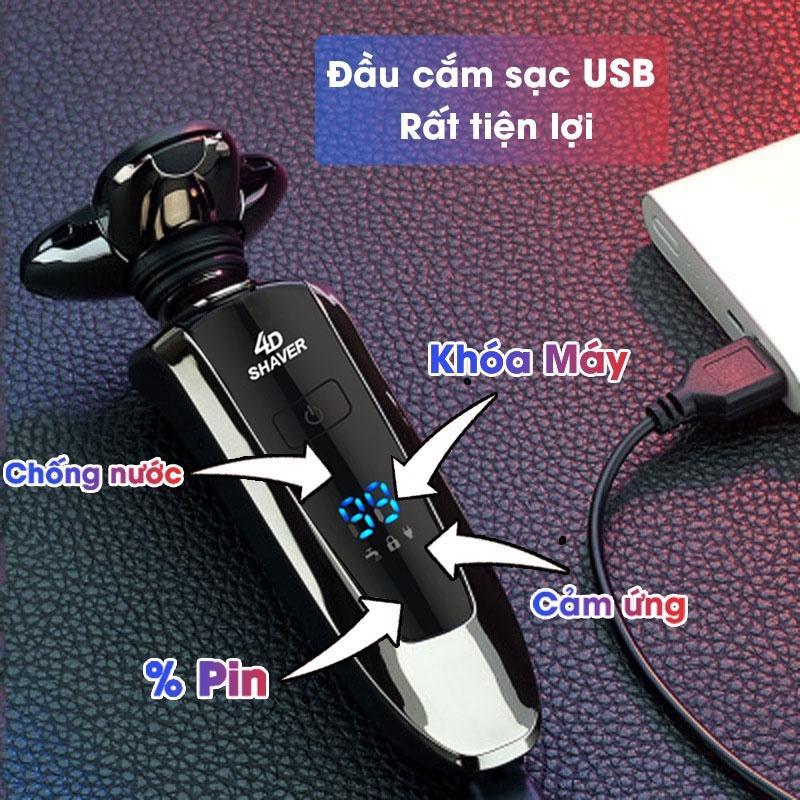 Máy Cạo Râu Cao Cấp 4d Shaver , Máy Cạo Râu Đa Năng Cầm Tay 3 Lưỡi Kép,Dao Cạo Êm,Chống Nước,Sạc Pin Nhanh