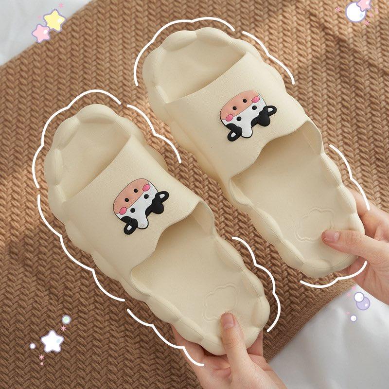 Dép Quai Ngang Đế Vằn Sâu Hình Gấu, Bò Sữa Cực Xinh