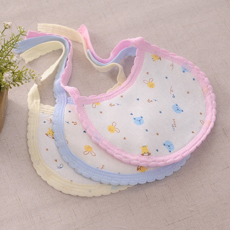 Set 3 Yếm Tròn Trần Bông Cotton 3 Lớp Siêu Thấm Hút Cho Bé