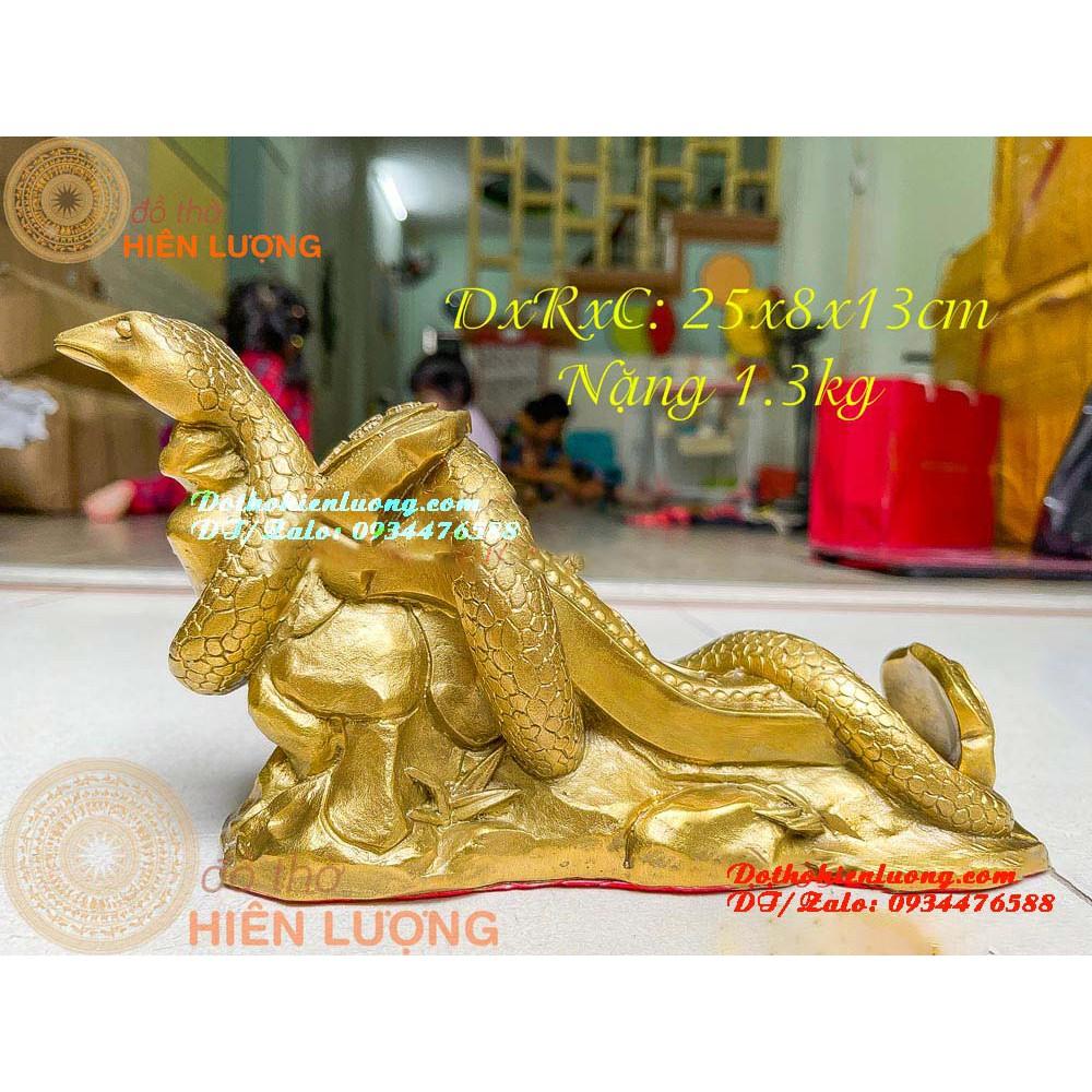 Tượng Rắn Cuốn Gậy Như Ý Bằng Đồng Thau Nguyên Chất Dài 25cm Đẹp Tinh Xảo