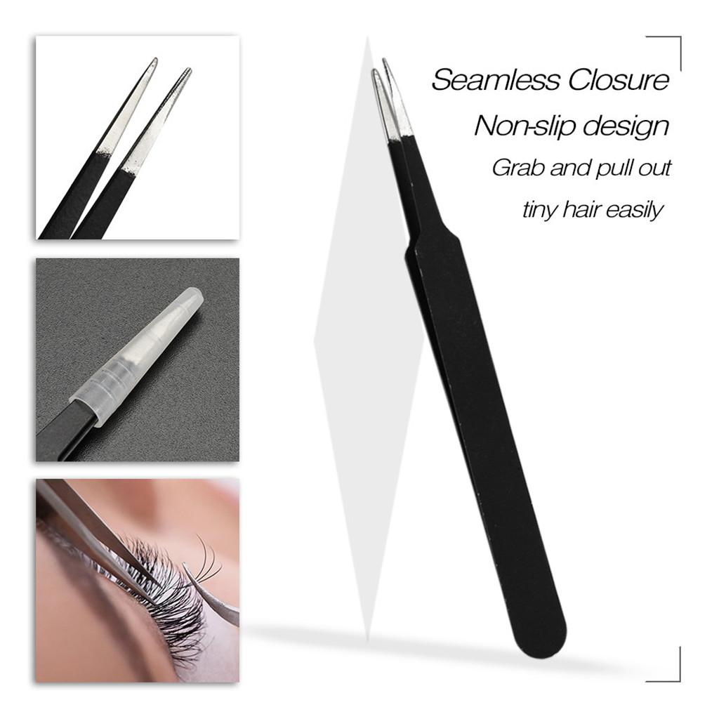 5pcs Curved / Straight Fine Point Tweezers Set Eyelash Extension Stainless Steel Cosmetics