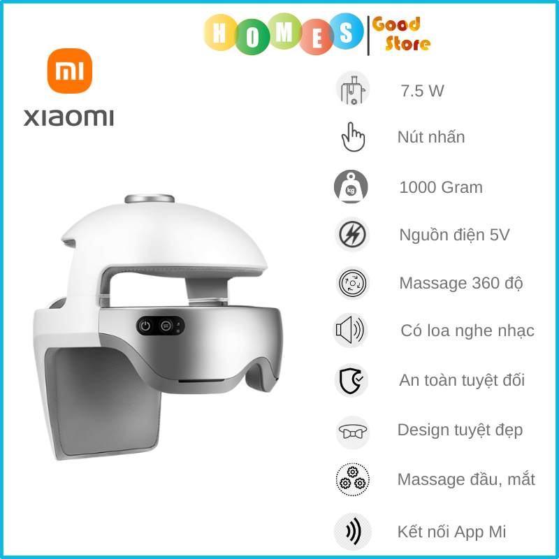 Máy Massage Đầu, Mắt XIAOMI Momoda SX315 Xoa Bóp 360 Độ, Tích Hợp Nghe Nhạc, Kết Nối App, Công Suất 7.5W - Hàng Chính Hãng