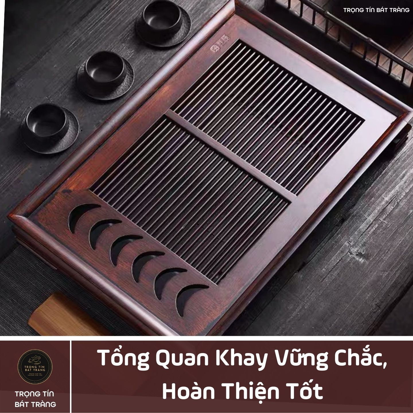 Khay Trà Tre Cao Cấp Mặt Trăng Chữ Nhật Kích Thước 50*33*6,8 KT 01