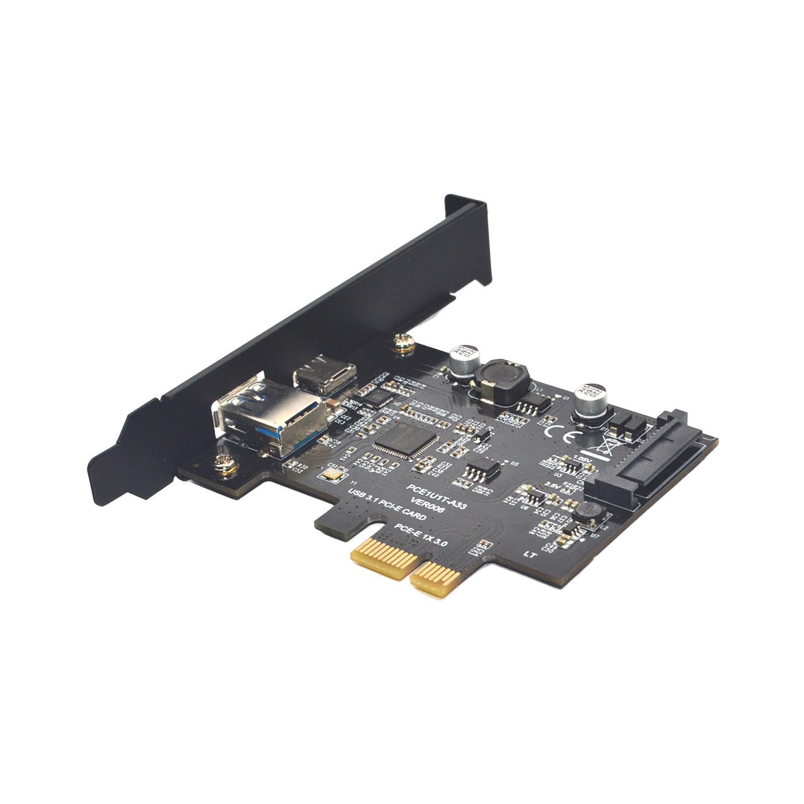Pci-e to USB 3.1 10 Gbps USB A + USB C Expansion Card Components Easy to Install High Performance Adapter Card for Computer