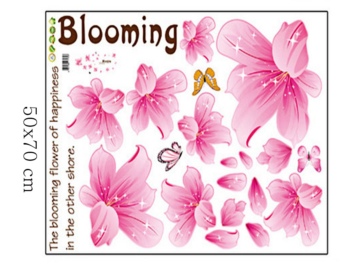 decal dán tường cánh hoa pha lê hồng ay7172
