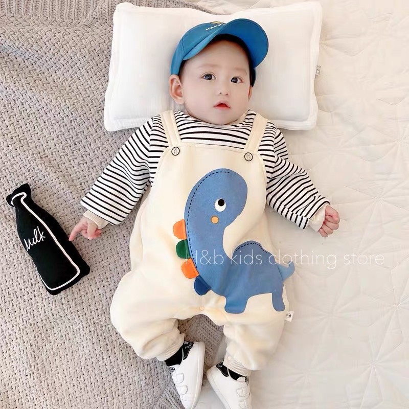 Body Bé Trai Siêu Xinh-Bộ Yếm Khủng Long Cho Bé 3-18m