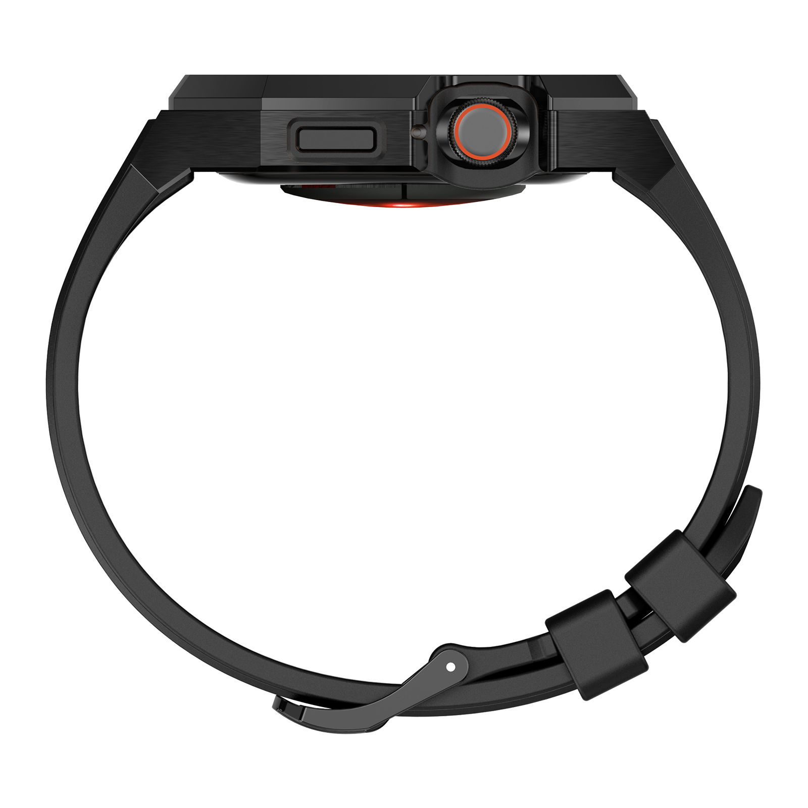 Ốp Case Vỏ Thép Không Gỉ bảo vệ tích hợp dây đeo Fluororubber cho Apple Watch Series 4/5/6/7/8/9/SE1,2 Size 44mm/45mm - Hàng Chính Hãng