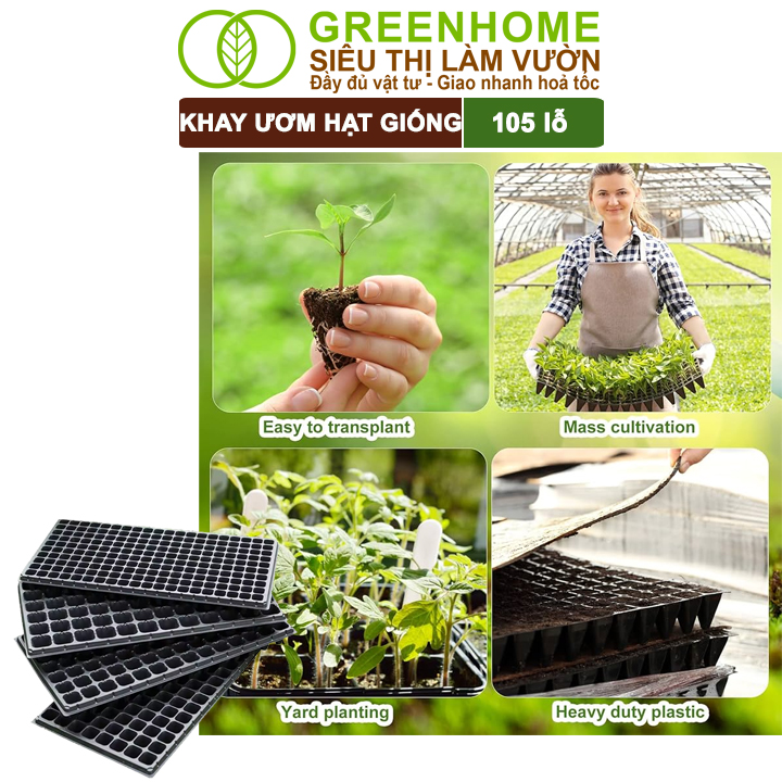 Khay Ươm Hạt Giống Greenhome, 105 Lỗ, Thoáng Rễ, Nảy Mầm Cao, Tiết Kiệm Diện Tích Ươm, Độ Bền Cao