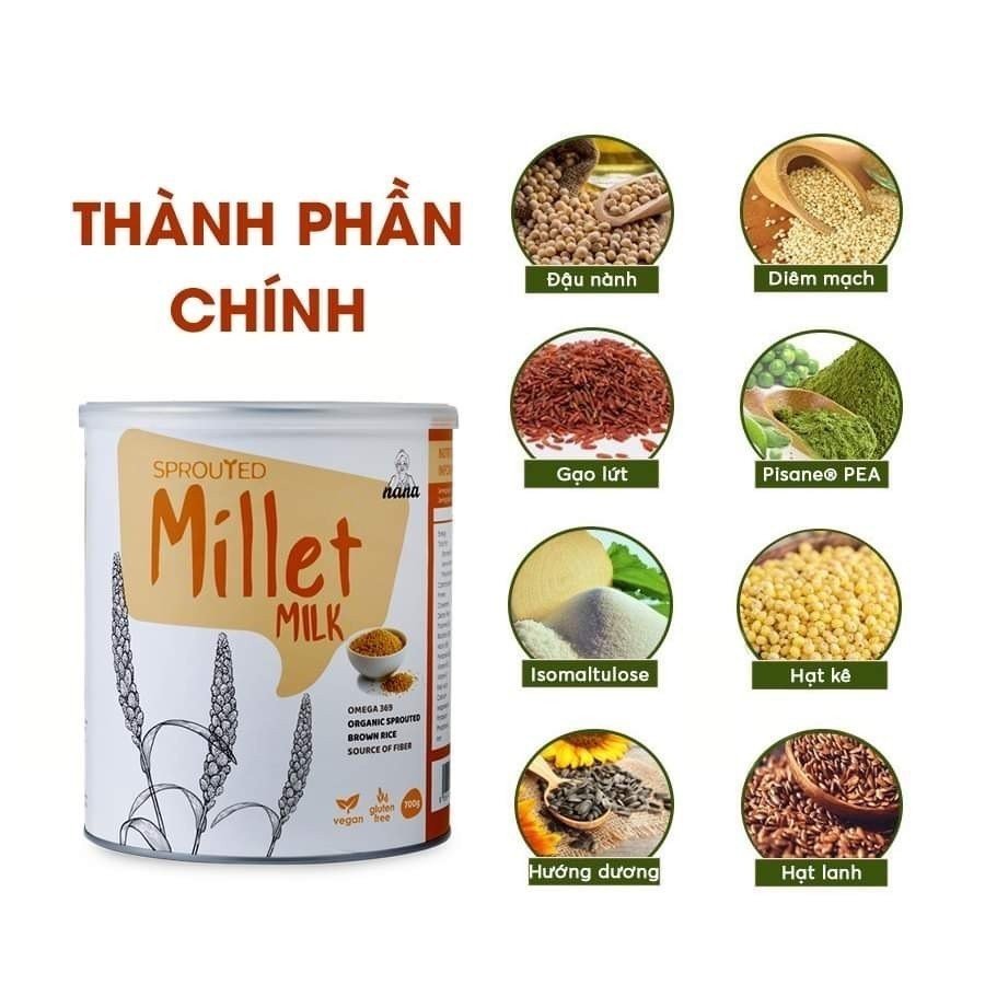 Sữa Hạt Cho Người Lớn Tuổi Millet Vị Gạo Hộp 700g, Nhập Khẩu Malaysia Sữa Hữu Cơ Không Đường Bổ Sung Dinh Dưỡng & Tốt Cho Tim Mạch - miwako