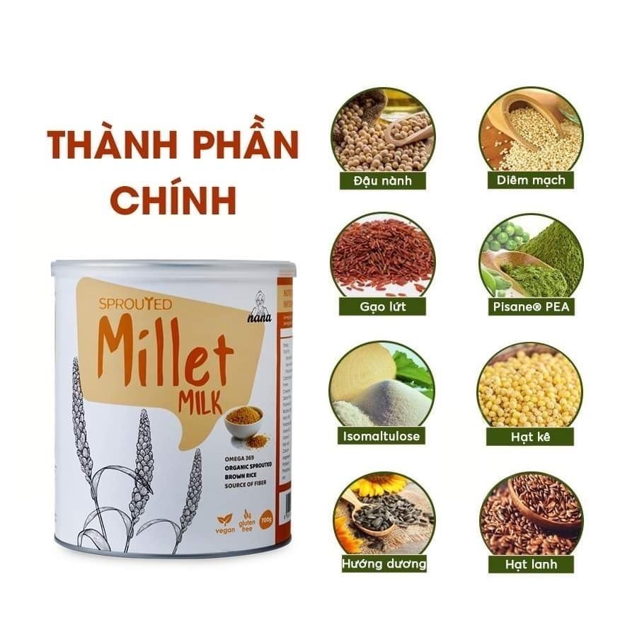 Sữa Hạt Cho Người Lớn Tuổi Millet Vị Gạo Hộp 700g, Nhập Khẩu Malaysia Sữa Hữu Cơ Không Đường Bổ Sung Dinh Dưỡng &amp; Tốt Cho Tim Mạch - miwako