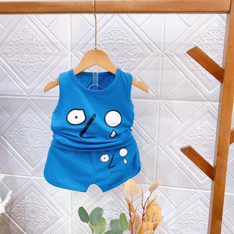 Đồ cộc tay cho bé trai đồ bộ vải cotton mềm mại co giãn 2 chiều in hình mặt động vật dễ thương cho bé trai từ 5-17kg
