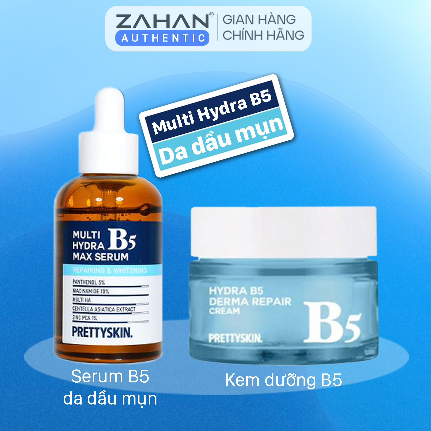 Combo Tinh chất da dầu mụn MULTI HYDRA B5 MAX SERUM và Kem dưỡng HYDRA B5 DERMA REPAIR CREAM (2 sản phẩm)