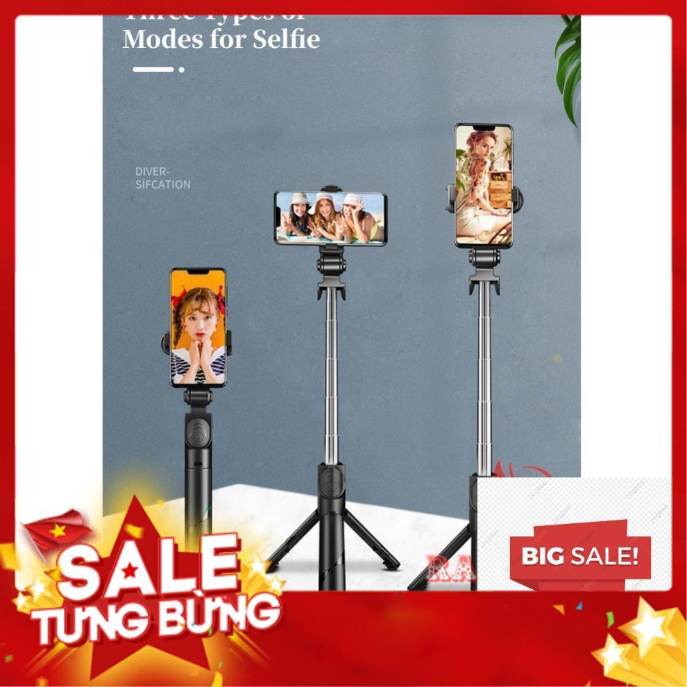 Gậy tự sướng chụp hình ảnh selfie kiêm tripod 3 chân đế đỡ điện thoại kèm remote bluetooth đa năng gấp gọn