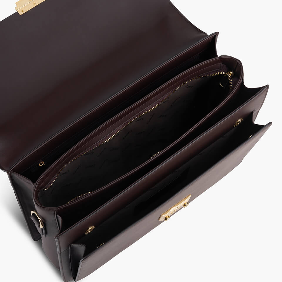 Túi Xách Công Sở Cặp Da Nam Dáng Hộp GENCE CTS16 Da Bò Khóa Số Cao Cấp Màu Nâu