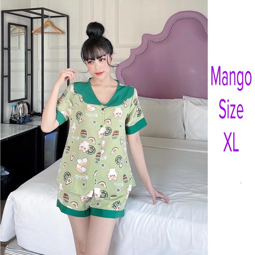 Đồ Bộ Pijama Lụa Mango Cao Cấp Tay Ngắn Quần Đùi (bơ) size XL 56-65Kg