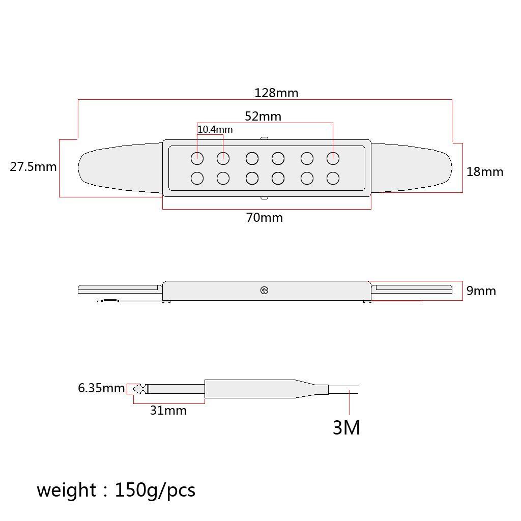 1 Piece Guitar 12 Hole Sound Pickup for 40/41inch Acoustic Guitar Parts