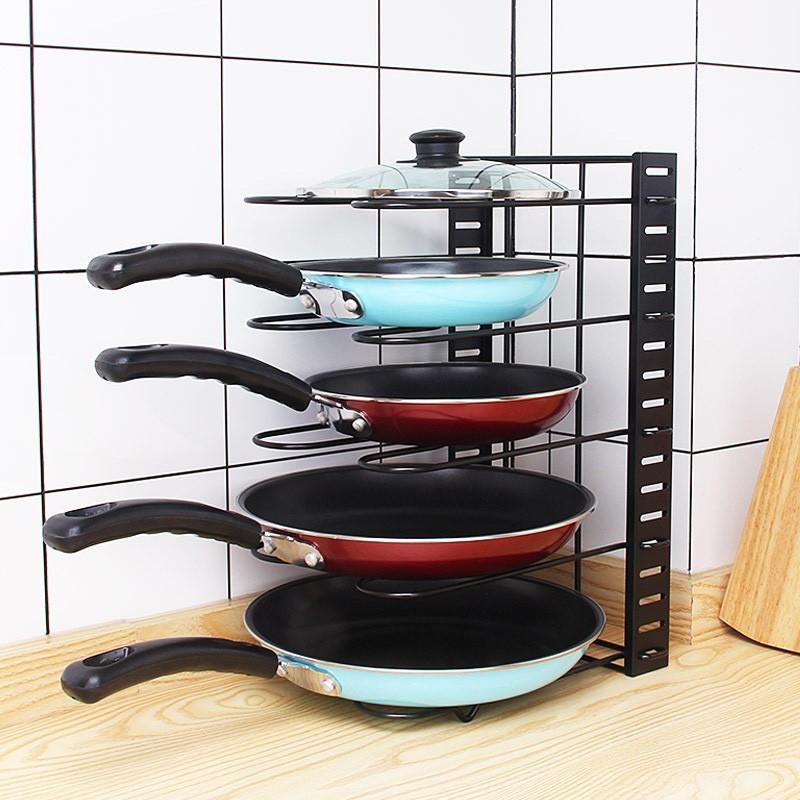 Kệ Để Xoong Nồi Chảo Nhiều Tầng, Giá Để Vung Nồi Tiện Dụng Tiết Kiệm Diện Tích