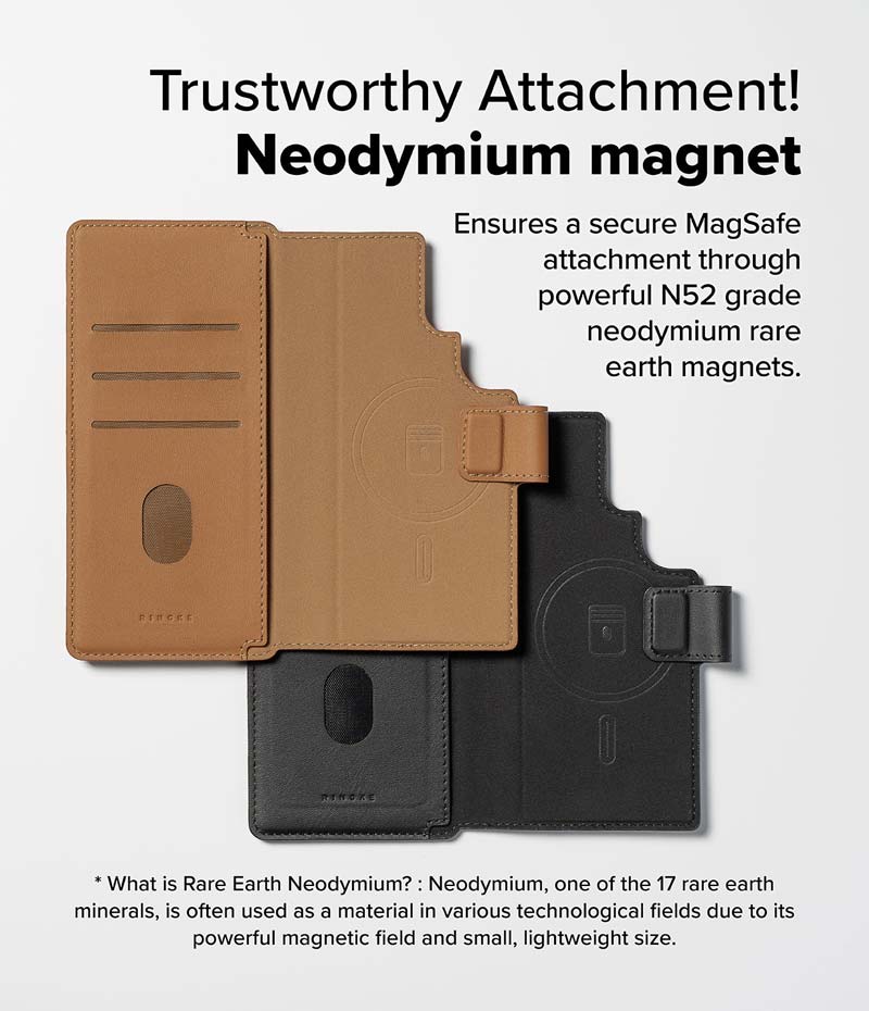 Ví từ tính RINGKE Folio Grip Wallet Magnetic cho S25 Ultra/S24 Ultra - Hàng Chính Hãng
