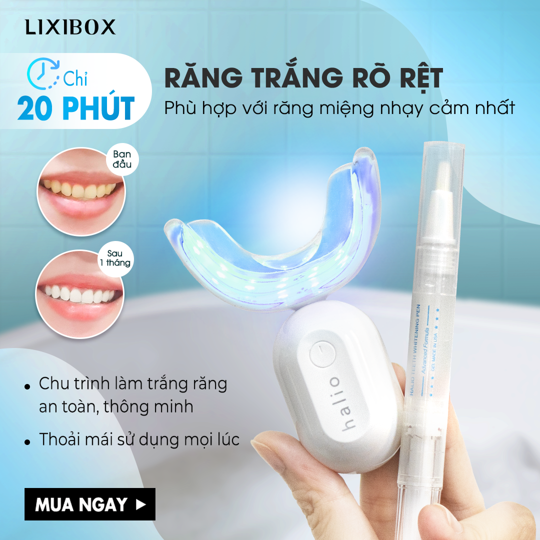 Combo Máy Tăm Nước Cầm Tay UltraClean Oral Irrigator - Periwinkle Và Máy Tẩy Trắng Răng Halio Blue Light Enhancer