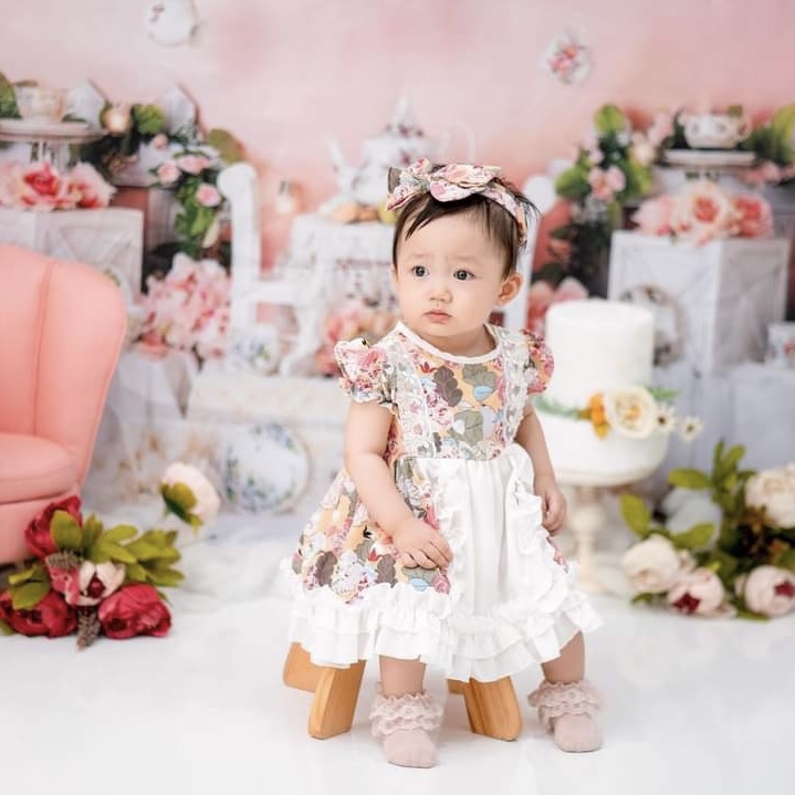 Váy Lụa Hoa Bèo Bé Gái 4 Đến 28kg, Đầm Bé Gái Chất Lụa Mềm Mát