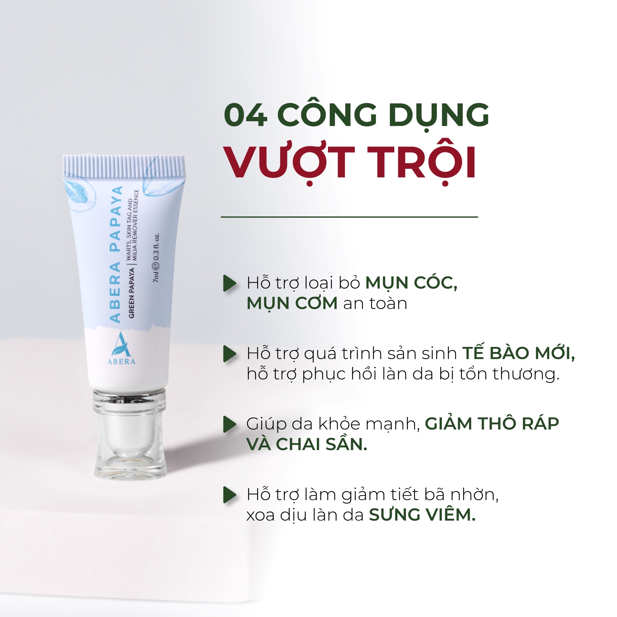 Tinh Chất Chấm Mụn Cóc  Abera Papaya 7ml - Xử Lý Mụn Cóc, Mụn Cơm, Mụn Thịt, Hiệu Quả Sau 7 Ngày
