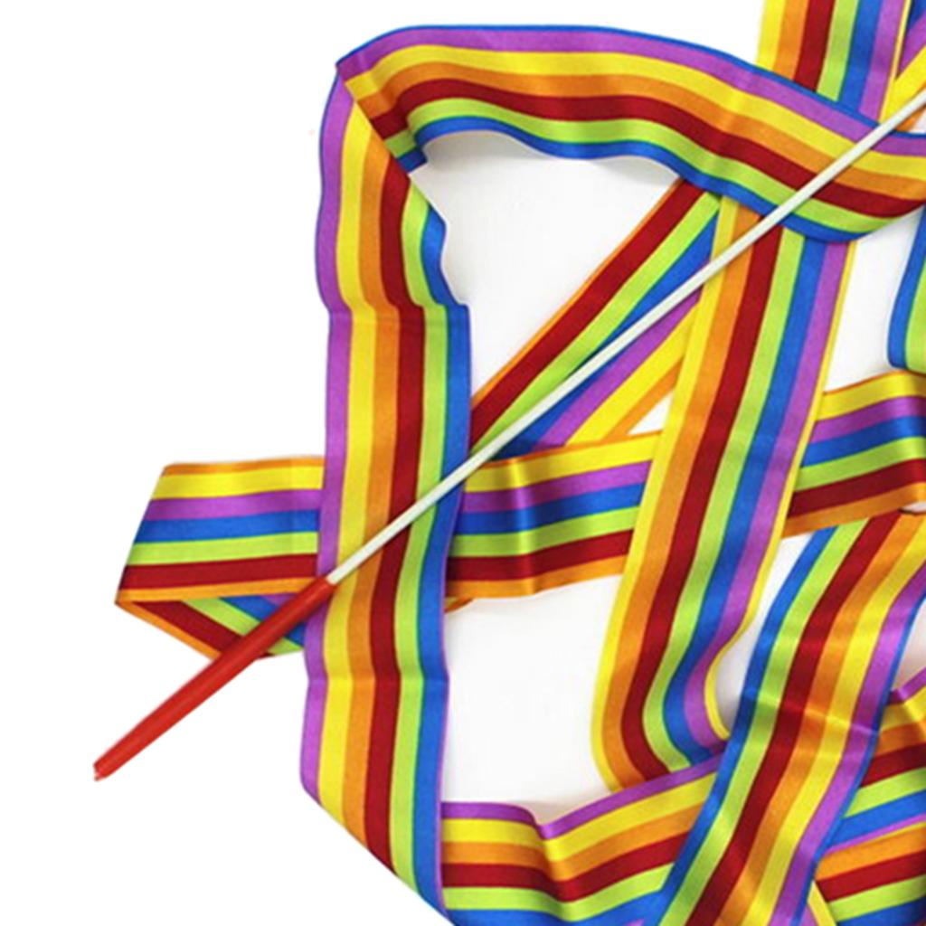 2xDance Ribbon Gym Rhythmic Art Gymnastic Streamer Twirling Rod Colorful
