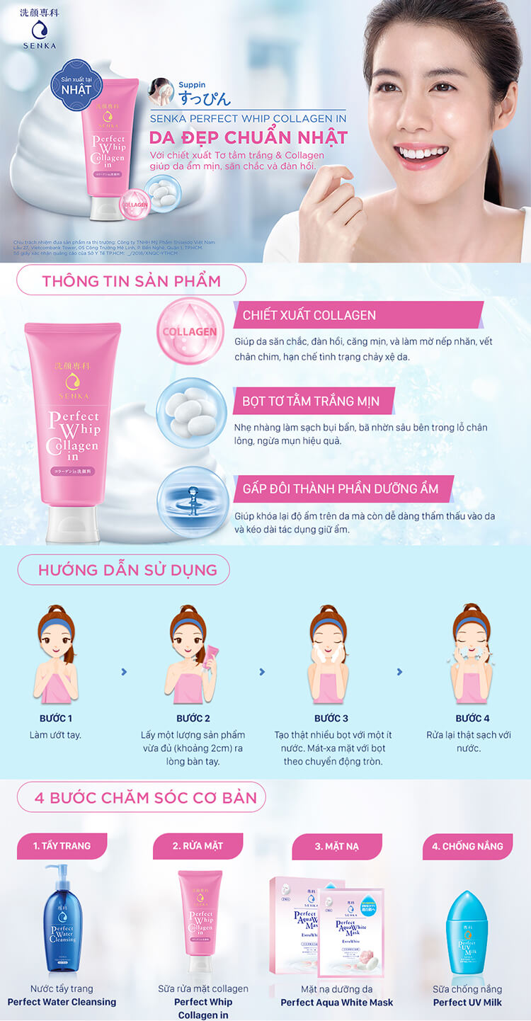 Sữa Rửa Mặt Collagen Chống Lão Hóa Senka Nhật 120g