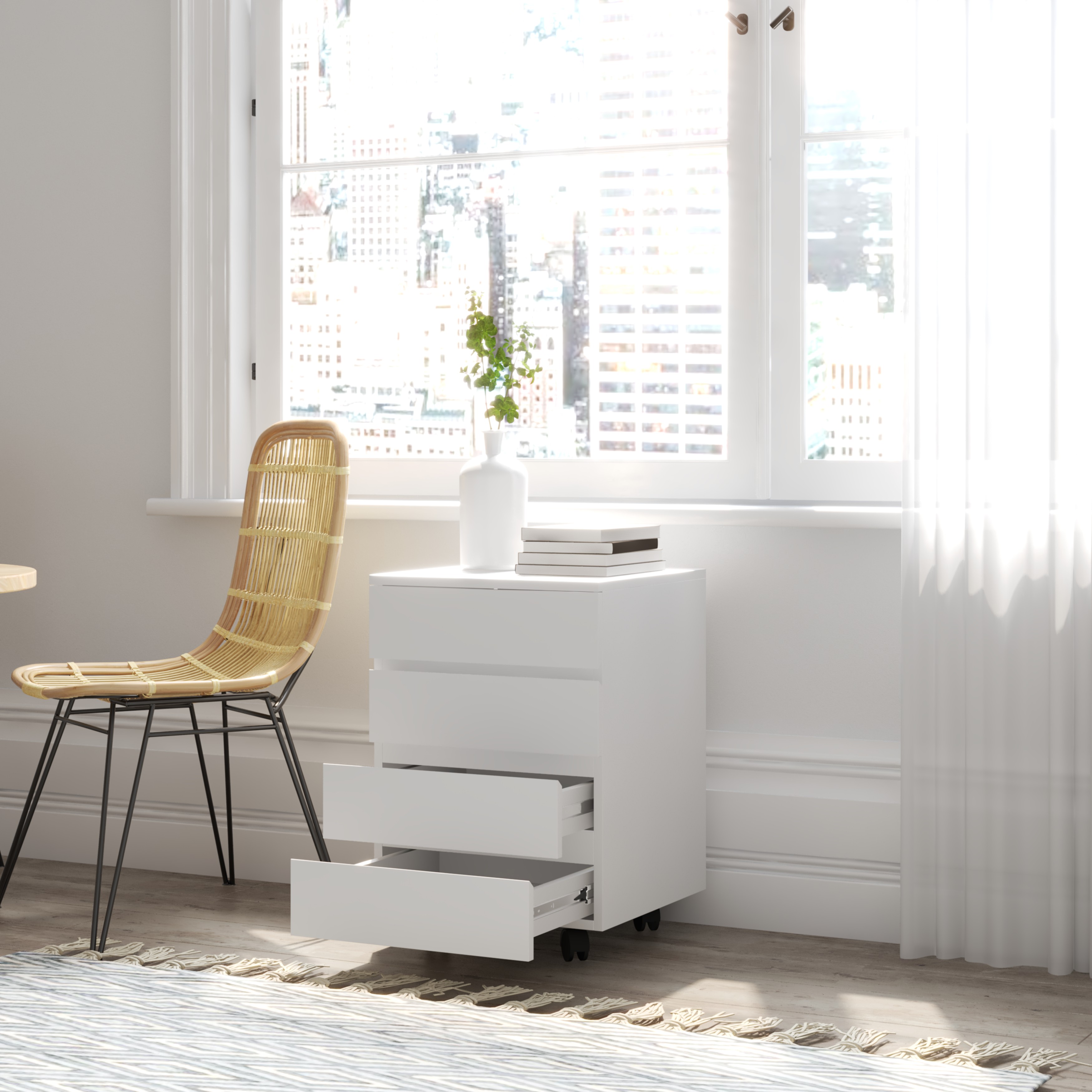[Happy Home Furniture] OLA, Tủ đựng đồ 4 ngăn kéo bánh xe xoay, 45cm x 45cm x 59cm ( DxRxC), THK_093