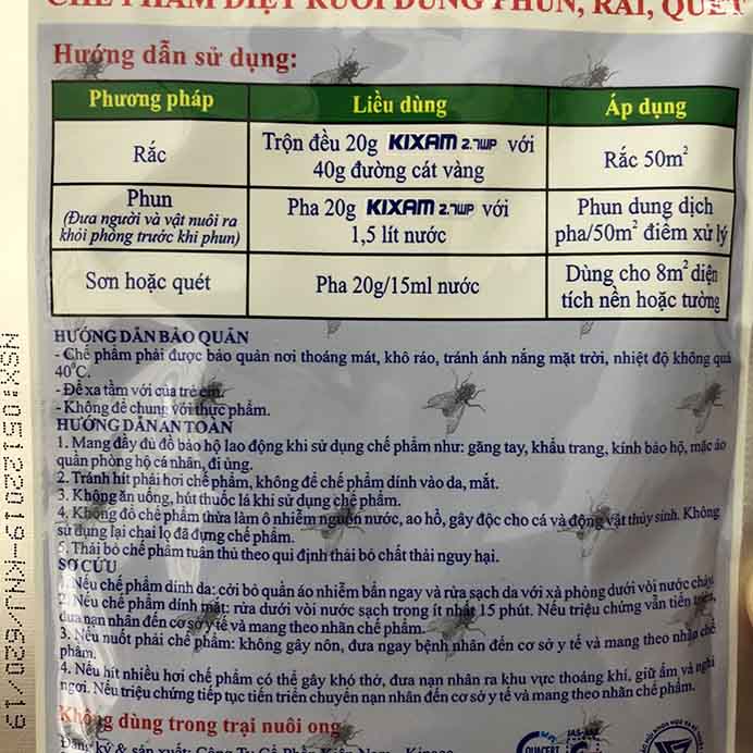 Combo 02 gói diệt ruồi KIXAM 2.7WP 20gr dành cho khu dân cư , trại gà, nhà hàng và các quán ăn
