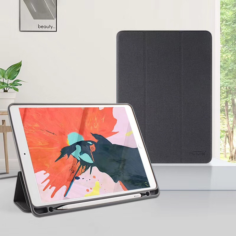 Bao Da Ipad Gen 9 10.2 Inch 2021 Chính Hãng Mutural Kèm Khay Đựng Bút - Hàng Nhập Khẩu - Đen