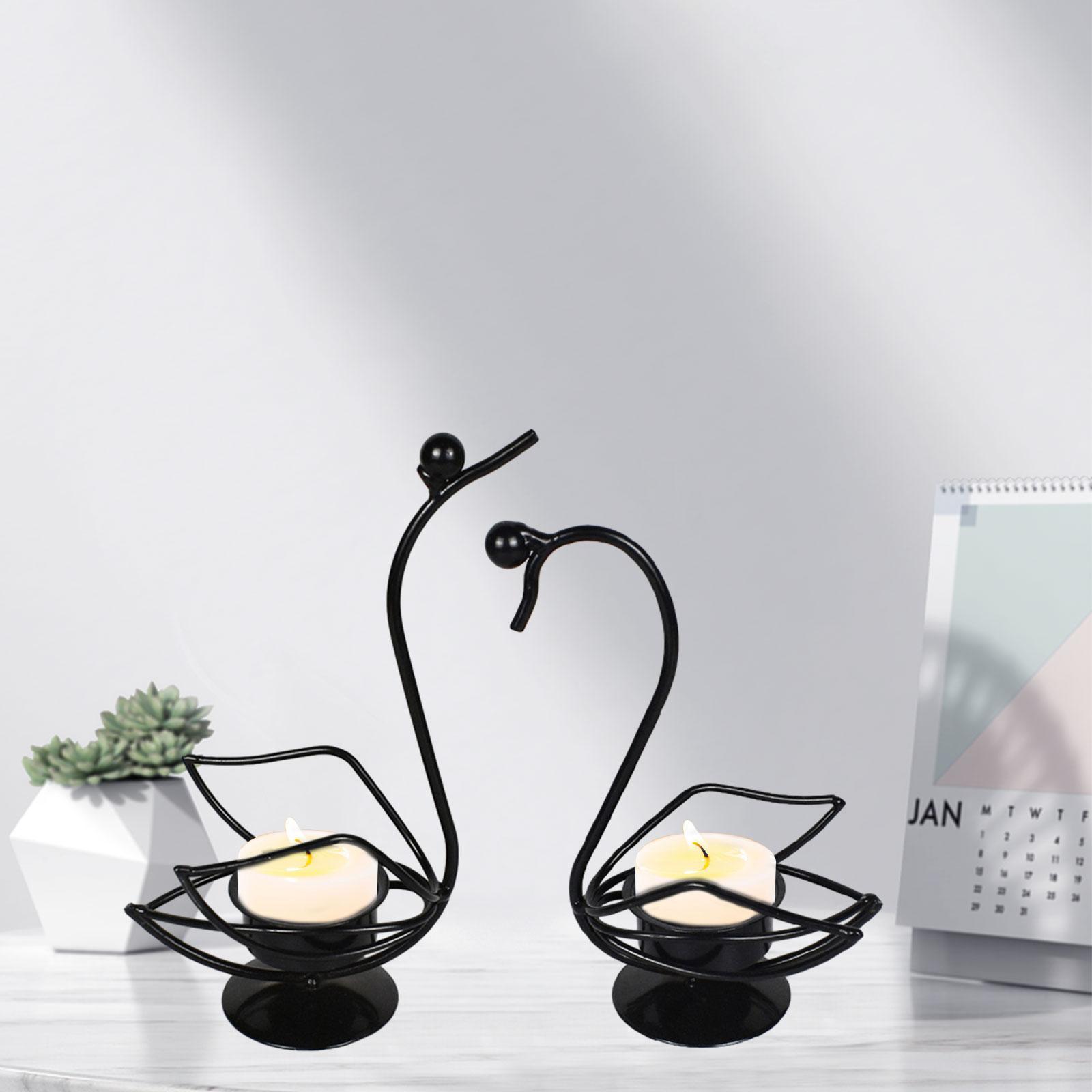 2x Swan Candle Holder Candelabra Elegant Nordic Iron Candlestick Candle Stand for Dining Table Living Room Home Holiday Decor