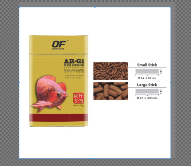 Thức ăn tăng trưởng cao cấp cho các loại cá rồng của singapore OF